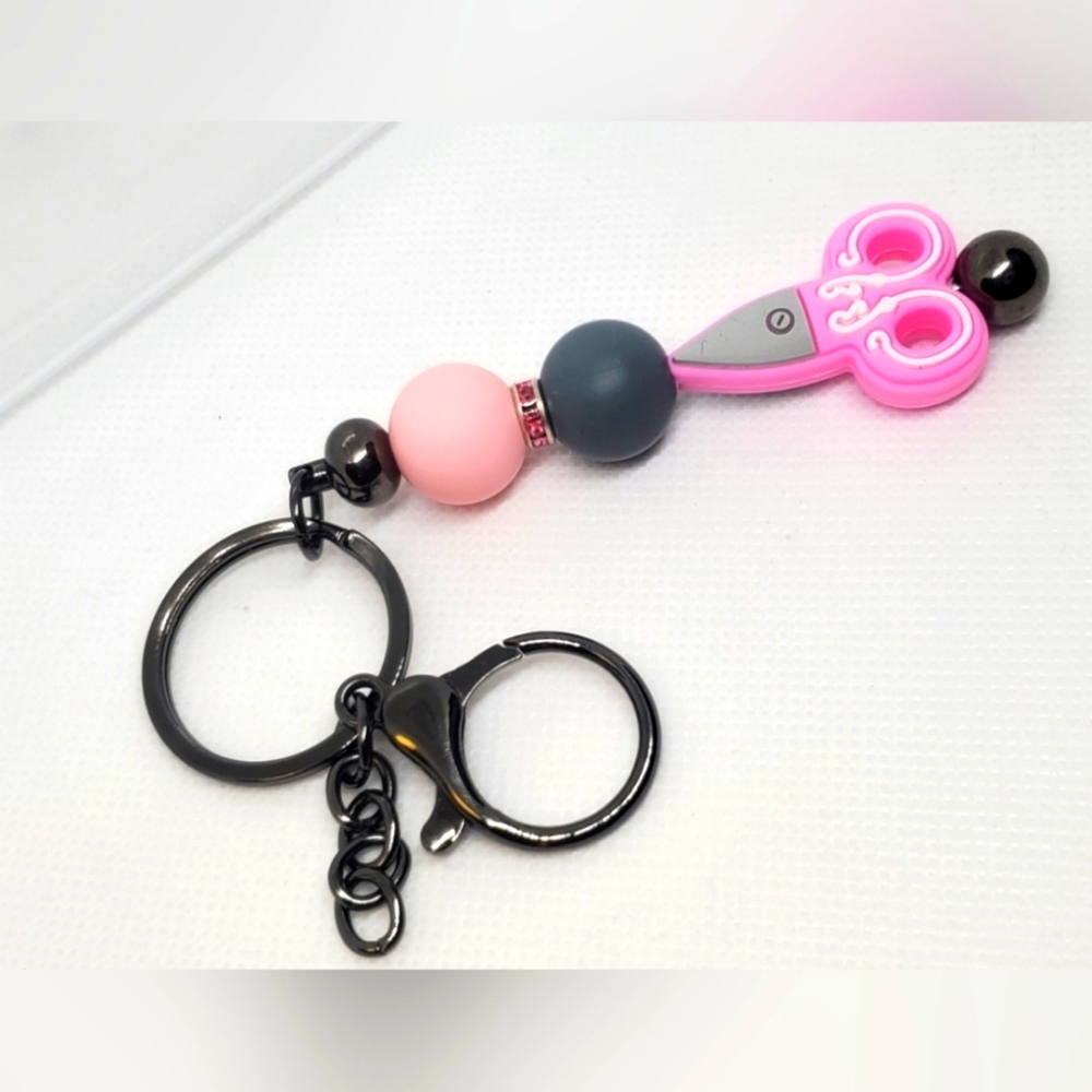 B2G1F Beaded Scissor Keychain, New